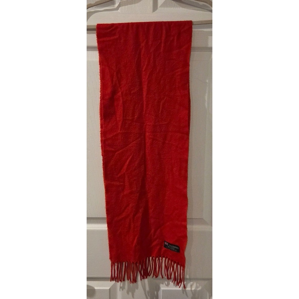 100% Cashmere Scarf Red Made in Scotland‎ Fringe Classic Luxury Winter 62"